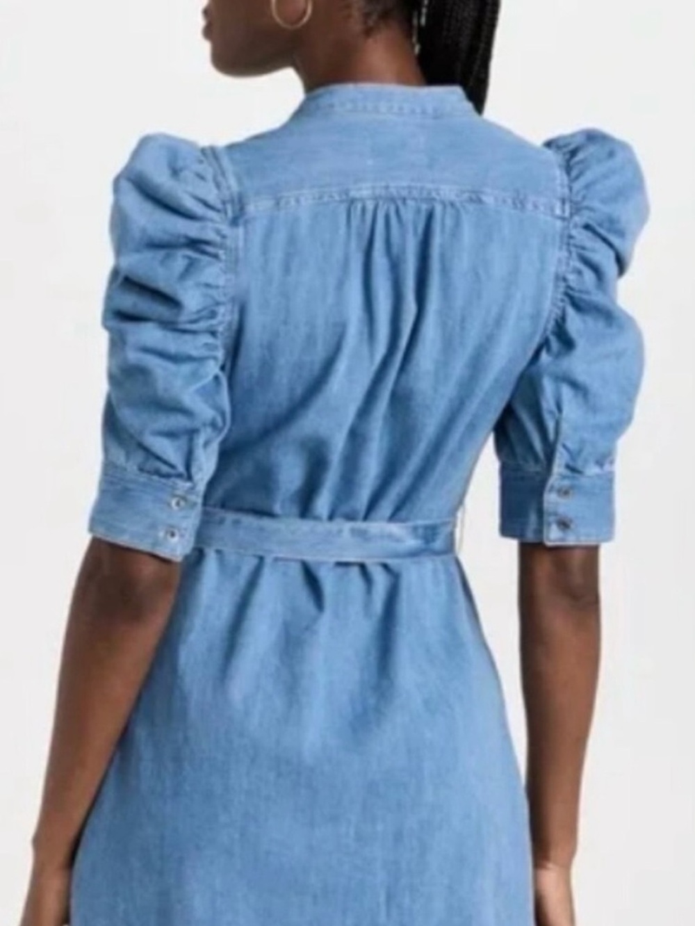 Frame Gillian Denim Short Puff Sleeve Mini Denim Dress. XS - Picture 3 of 9
